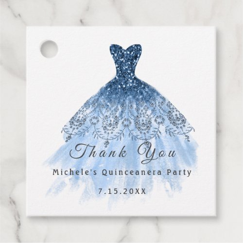 Than You Bridal 16th Quinceanera Party Blue Navy Favor Tags