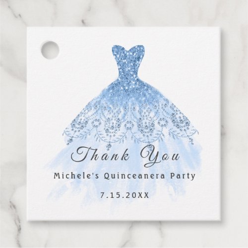 Than You Bridal 16th Quinceanera Party Blue Pastel Favor Tags