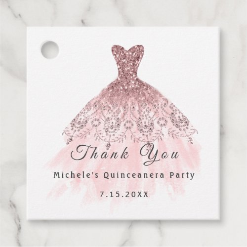 Than You Bridal 16th Quinceanera Party Blush Rose Favor Tags