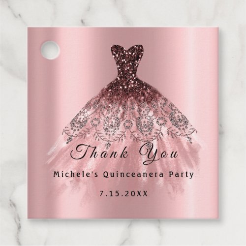 Than You Bridal 16th Quinceanera Party Dress Rose Favor Tags