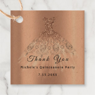 Than You Bridal 16th Quinceanera Party Dress Rose Favor Tags