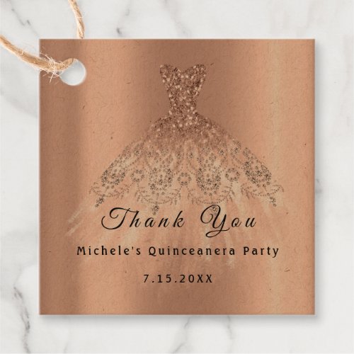 Than You Bridal 16th Quinceanera Party Dress Rose Favor Tags