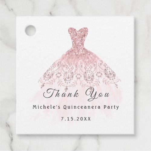 Than You Bridal 16th Quinceanera Party Pink Rose Favor Tags