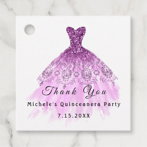 Than You Bridal 16th Quinceanera Party Purple Favor Tags