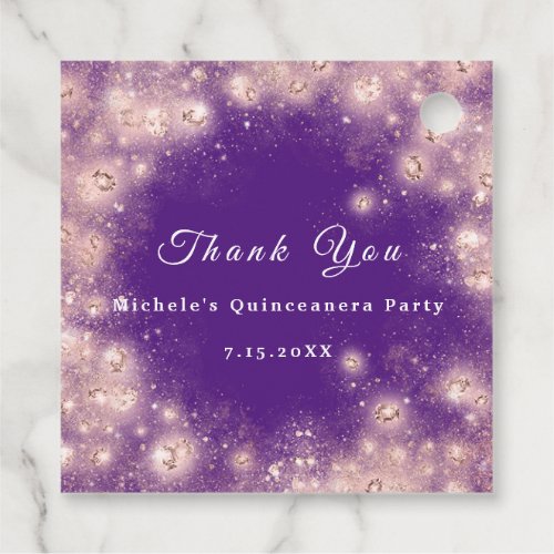 Than You Bridal 16th Quinceanera Purple Confetti Favor Tags