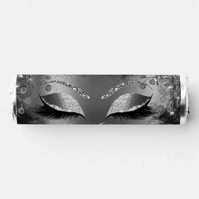 Than You Name Drips Glitter Floral Eyelash Silver  Breath Savers® Mints (Front)