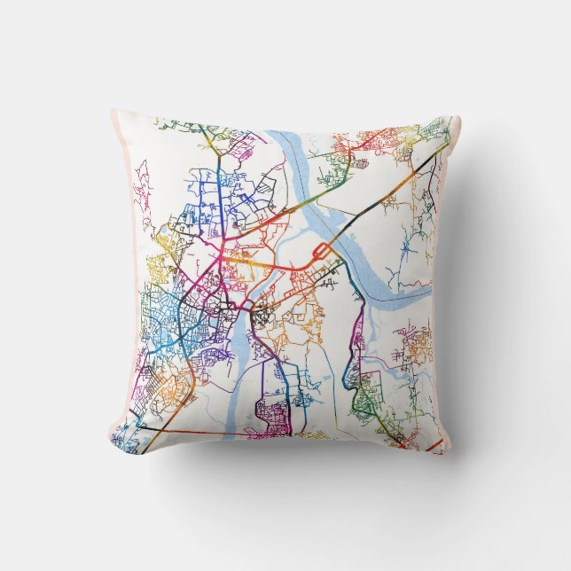 Thane Maharashtra Map Throw Pillow (Front)