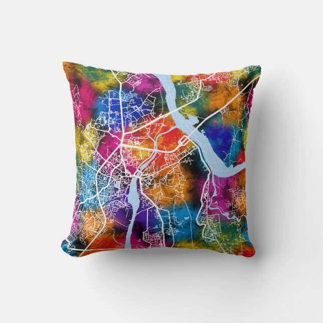 Thane Maharashtra Map Throw Pillow (Front)