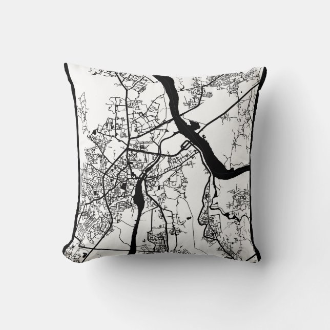 Thane Maharashtra Map Throw Pillow (Front)