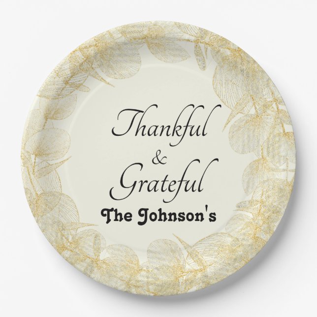Thanful & Grateful Fall Celebration Dinner Party  Paper Plates (Front)