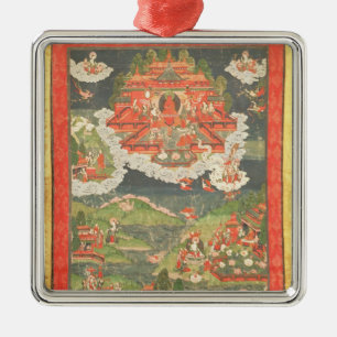 Thangka of the Paradise of Amitabha Metal Ornament