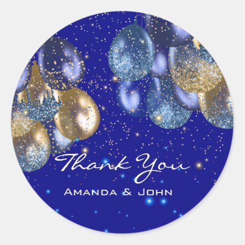 Thank 16th Bridal Wedding Ballon Blue Navy Royal Classic Round Sticker