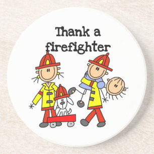 Thank a Firefighter T-shirts and Gifts Sandstone Coaster