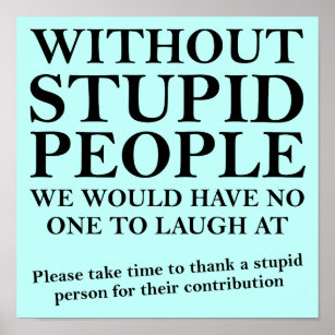 Thank A Stupid Person Funny Poster Sign