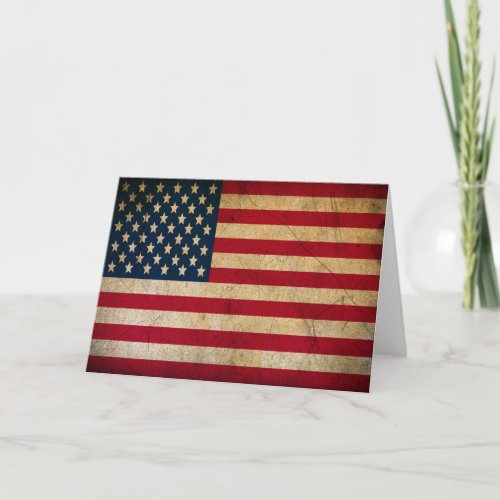 Thank a Vet Antique Grunge American US Flag Thank You Card