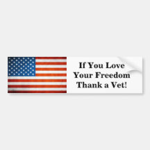 If You Enjoy Your Freedom Thank A Vet Bumper Strip Magnet 