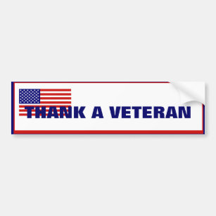 Thank a Veteran American Flag Bumper Sticker
