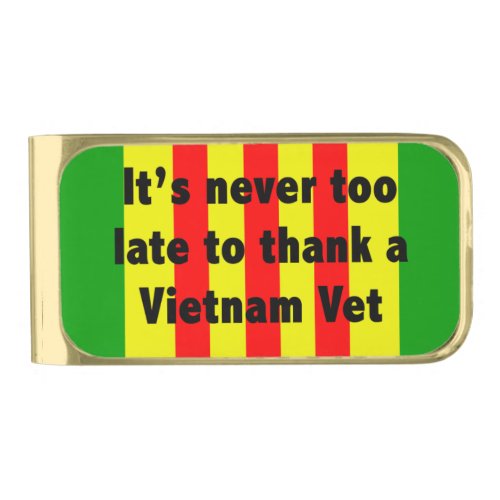 Thank a Vietnam Vet Viet Nam Flag Gold Finish Money Clip