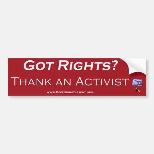 thank an activist red bumper sticker