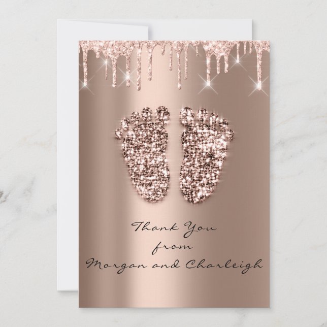 Thank Ashley1 Baby Shower Feet Rose Drips Boy Girl Invitation (Front)