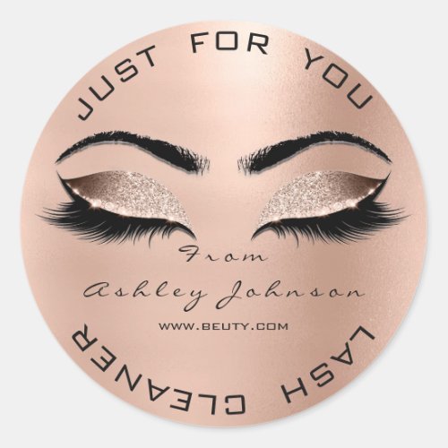 Thank Beauty Browns Glitter Rose Gold Lash Cleaner Classic Round Sticker