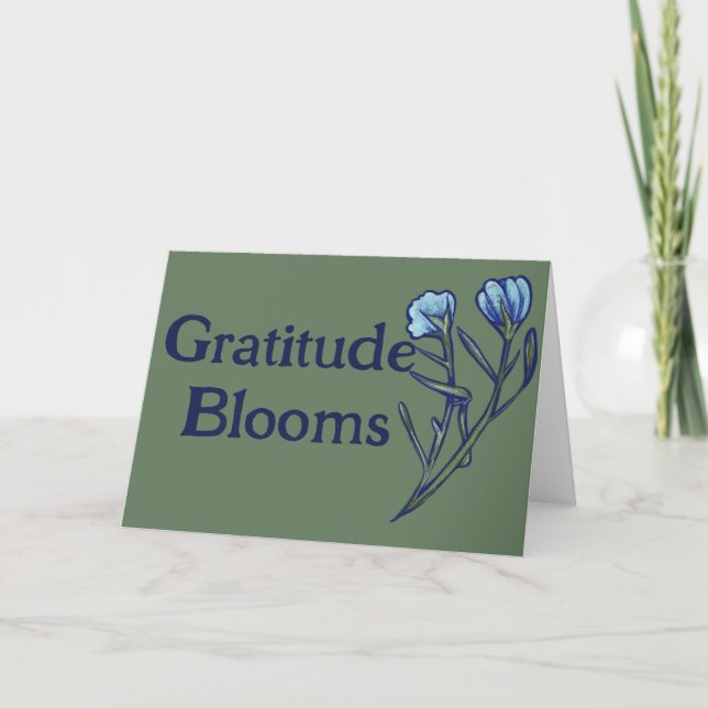 Thank blue floral flowers                          card (Front)