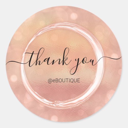 Thank Boutique Shop Business Name Rose Coral Classic Round Sticker