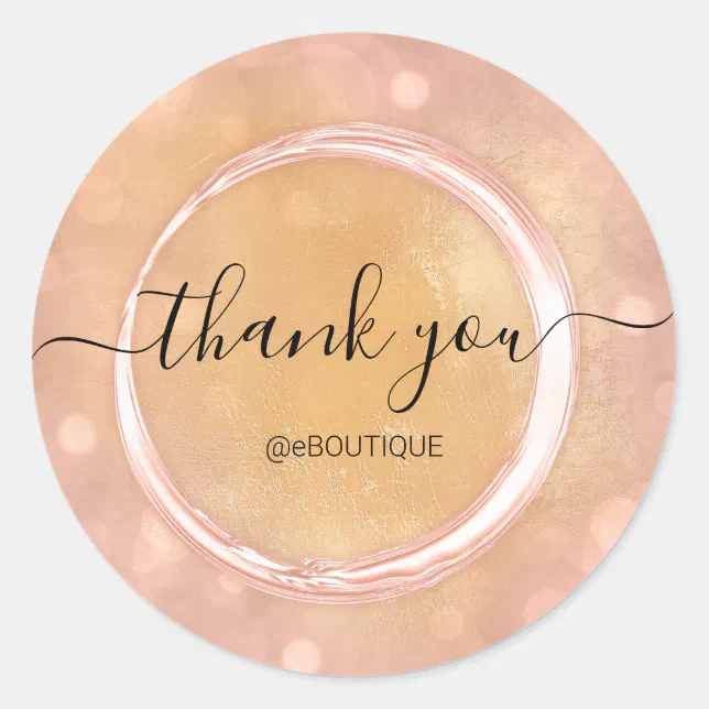 Thank Boutique Shop Business Name Rose Yellow Classic Round Sticker ...