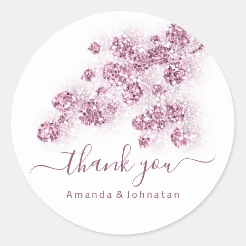 Thank  Bridal Sweet16th Floral White Rose Eucalipt Classic Round Sticker