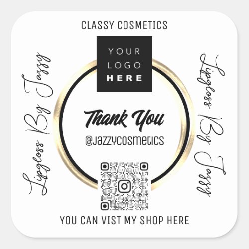Thank Business QR Code Logo Scan Me Square Sticker