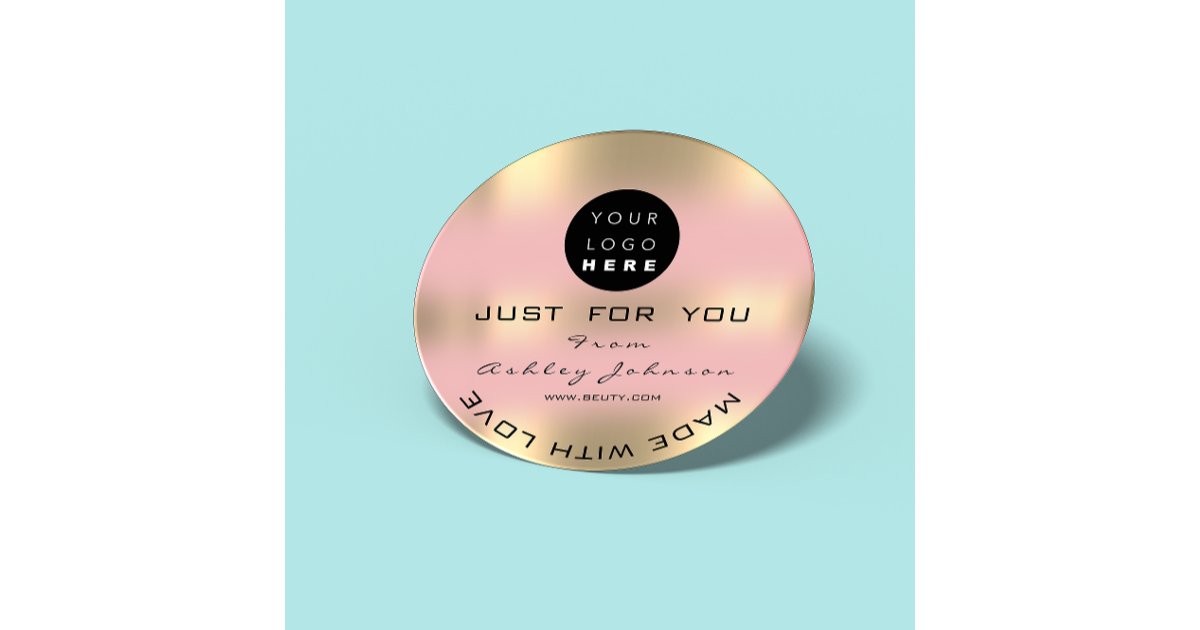 Thank Custom Logo QR Made By Rose Gold Ombre Gold Classic Round Sticker