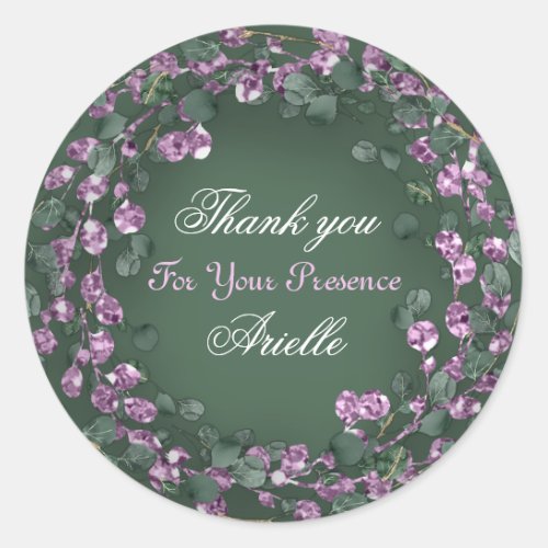 Thank Eucalyptus Birthday Bride Pink Mint Green Classic Round Sticker