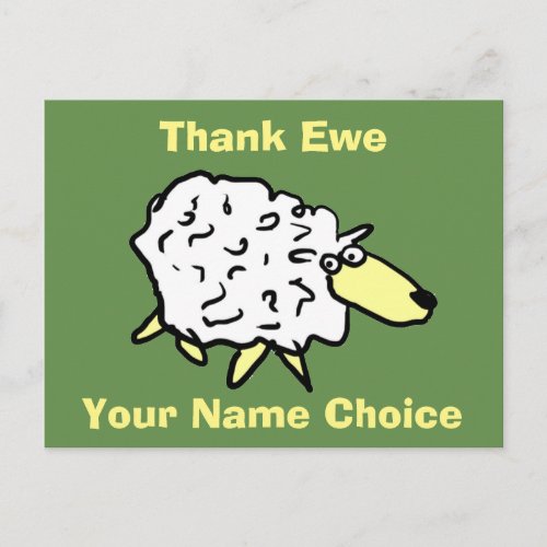 Thank Ewe Fun Sheep Design Postcard
