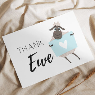 Thank Ewe Sheep Blue with Heart You Card