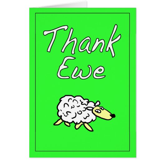 Thank Ewe (You) Card - Personalise Message Inside (Front)