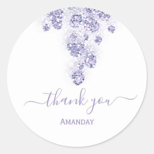 Thank Floral Dusty Blue White Bridal Sweet 16th Classic Round Sticker