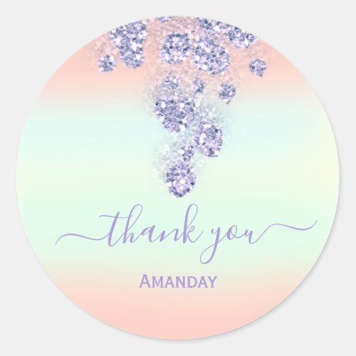 Thank Floral Dusty Rose White Bridal Sweet 16th Classic Round Sticker