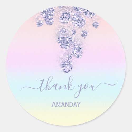 Thank Floral DustyBlue Pink Bridal Sweet 16th Classic Round Sticker