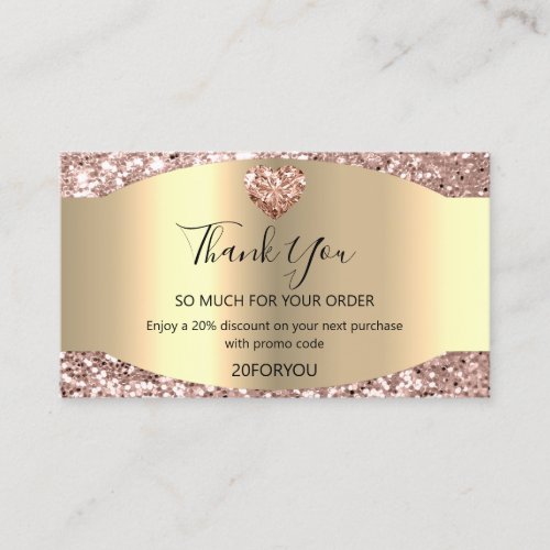 Thank FOR PURCHASE Heart Discount Code Logo Diamon Business Card