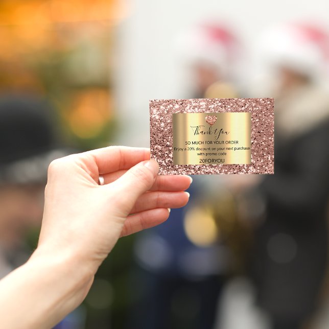 Thank FOR PURCHASE Heart Discount Code Logo Gold Business Card (Creator Uploaded)