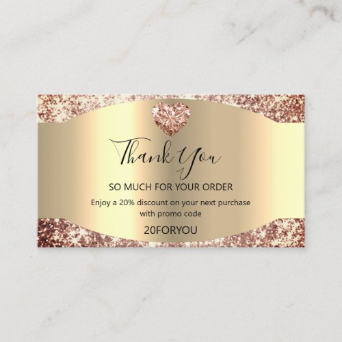 Thank FOR PURCHASE Heart Discount Code Logo Rose Business Card
