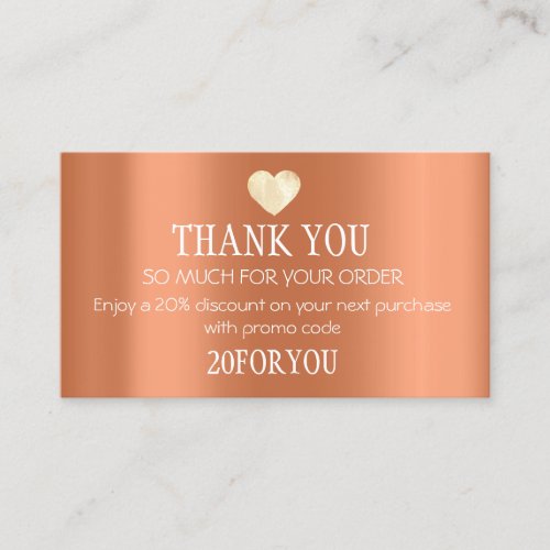 Thank FOR PURCHASE Instagr Discount Code Copper Business Card