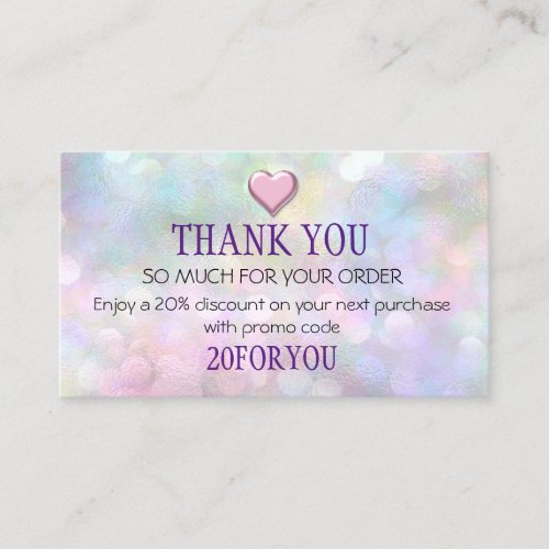 Thank FOR PURCHASE Instagram Discount Code Hologra Business Card