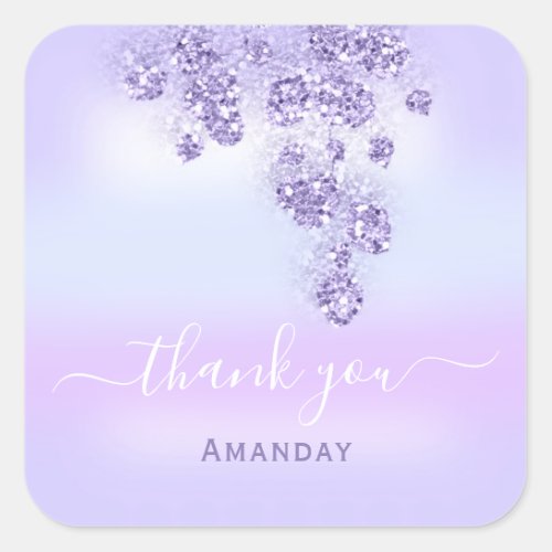 Thank Glitter Bridal Sweet 16th Pink Purple Dusty Square Sticker