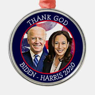 Thank God Biden and Harris Election 2020 Keepsake Metal Ornament
