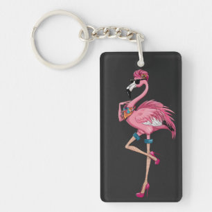Thank God For Making Me Hot Funny Quote Flamingo Keychain