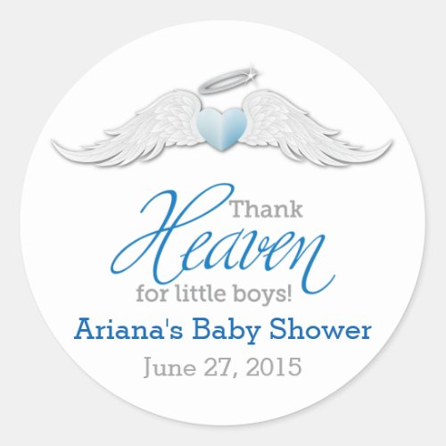 Thank Heaven for Little Boys Baby Shower Classic Round Sticker
