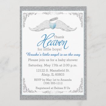 Thank Heaven For Little Boys Baby Shower Invitation by AnnounceIt at Zazzle
