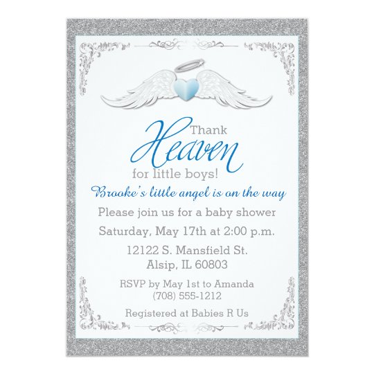 Thank Heaven For Little Boys Baby Shower Invitation Zazzle Com