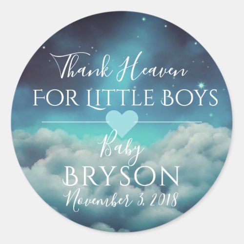 Thank Heaven for Little Boys Clouds  Starry Sky Classic Round Sticker
